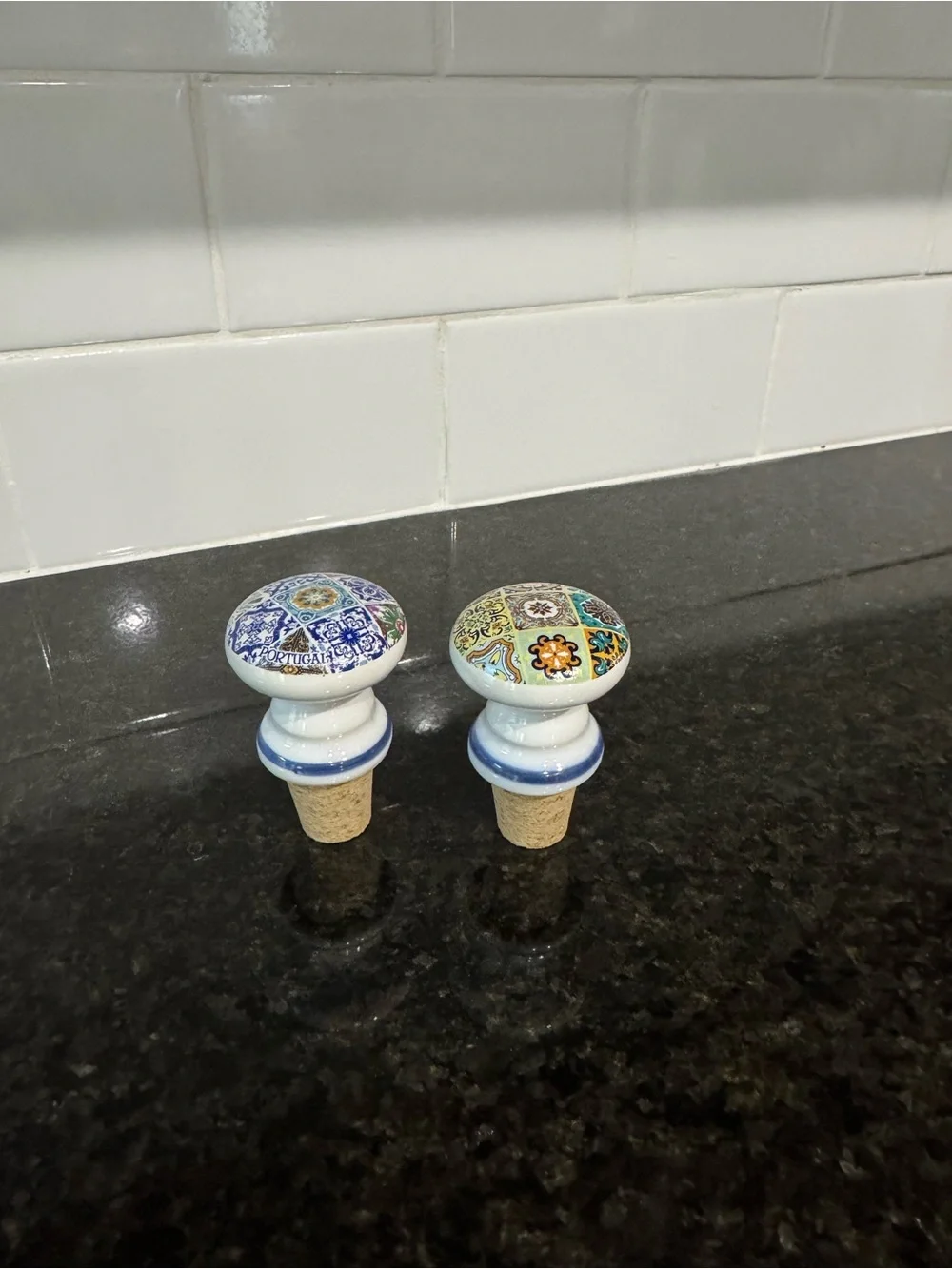 Ceramic Mosaic Pattern Bottle Stoppers - Set of 2
